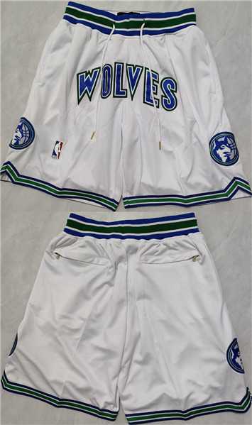 Men%27s Minnesota Timberwolves White Shorts (Run Small)->nba shorts->NBA Jersey